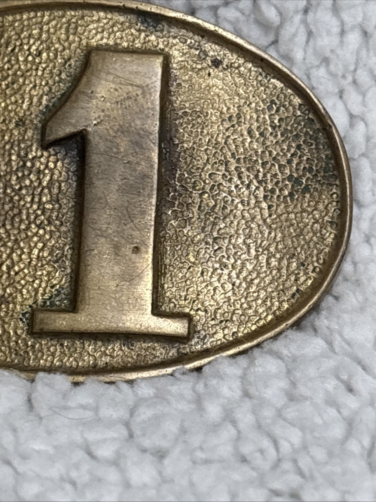 Vintage Solid Brass #1 Belt Buckle Oval 3.25” x 2.25” Made In Taiwan R.O.C.