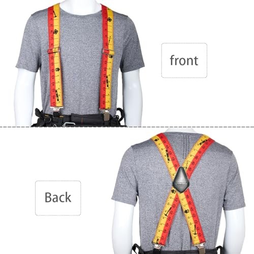 Men’s 2″ Wide Heavy Duty X-Back Elastic Suspenders, Strong Metal Clips, Red