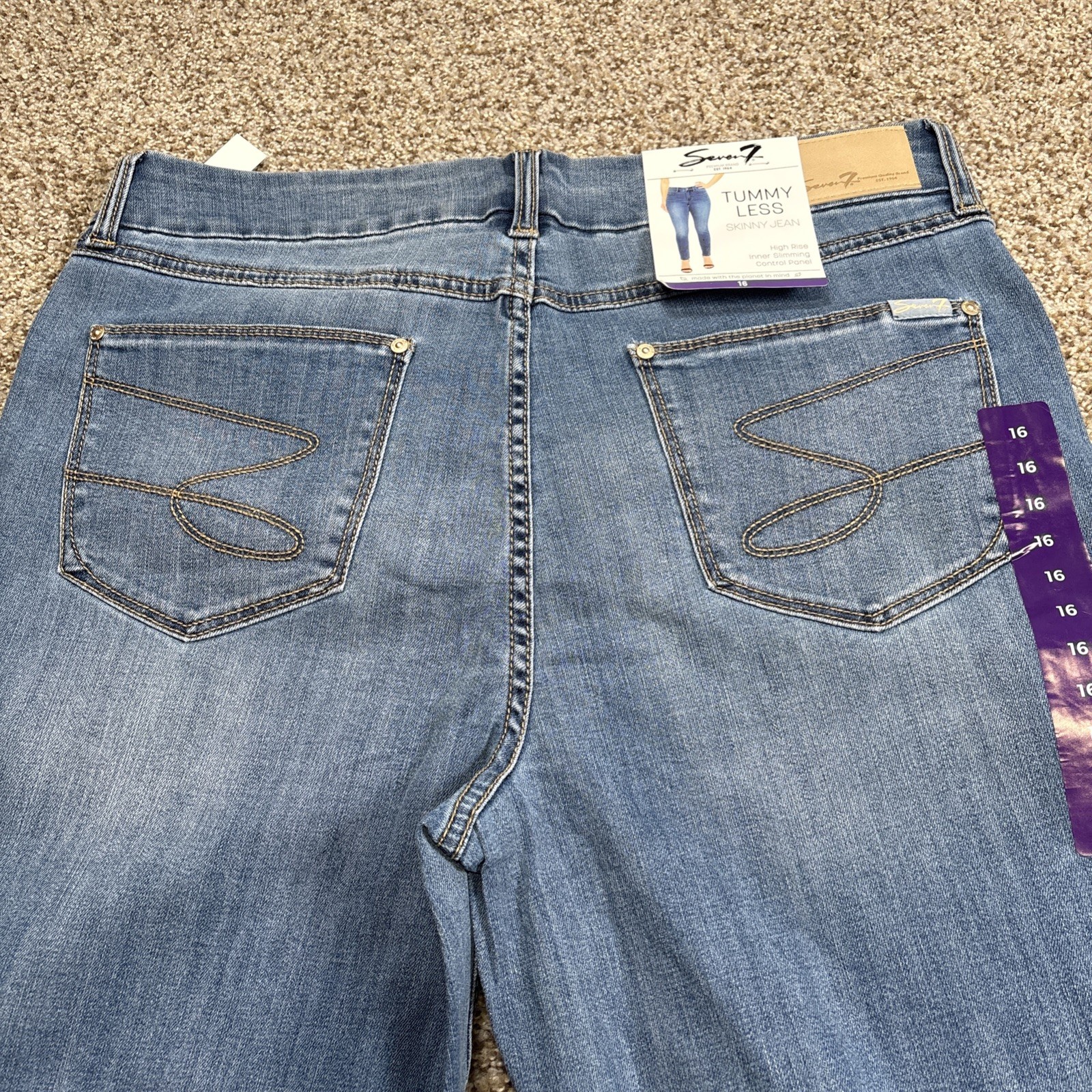 Seven7 Women’s Tummyless Stretch Skinny Jean Size 16 Fits 36 X 29 NEW