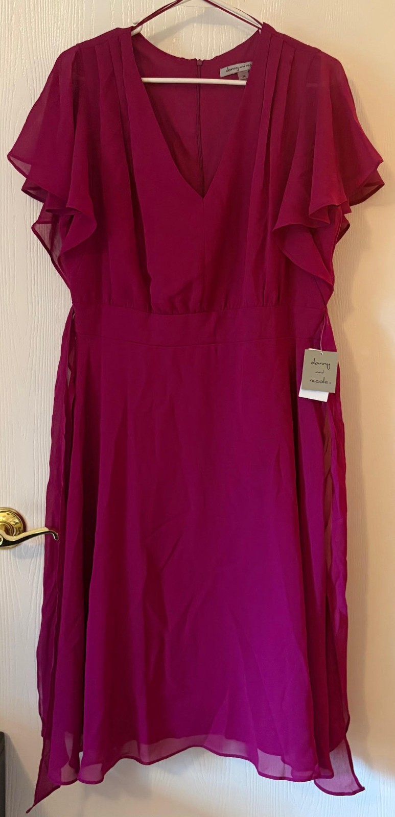 danny & nicole casual party fushia dress-short sleeve SIZE 14 NWT E0078