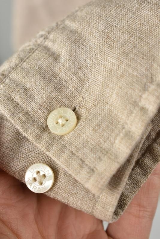 Men DKNY Shirt Brown Wool Linen 38 / M / 46