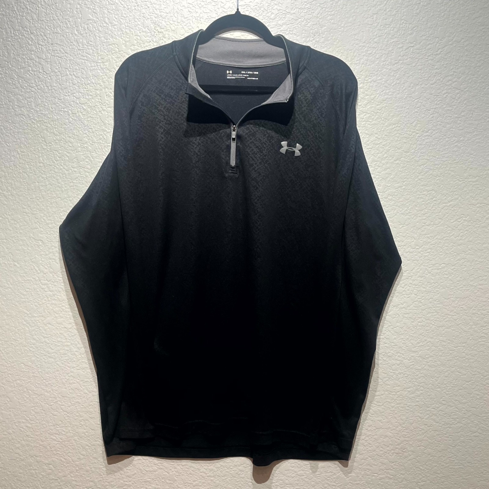 Under Armour Tech 2.0 Heatgear Shirt Mens 2XL Black Logo Mock Neck Quarter Zip