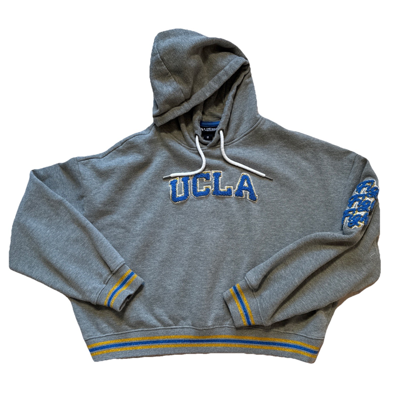 The Wild Collective UCLA Bruins Varsity Letters Bling Cropped Pullover Hoodie M