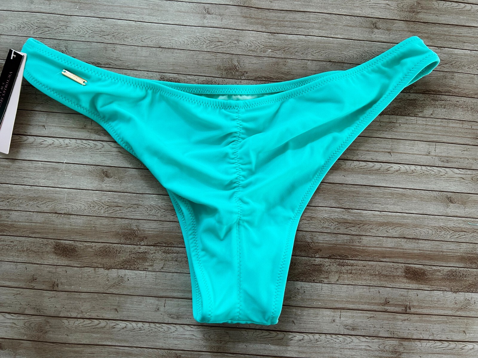 Nwt Victorias Secret VS Zuma Itsy Ruched Back Bikini Swim Bottom Mint Frost L