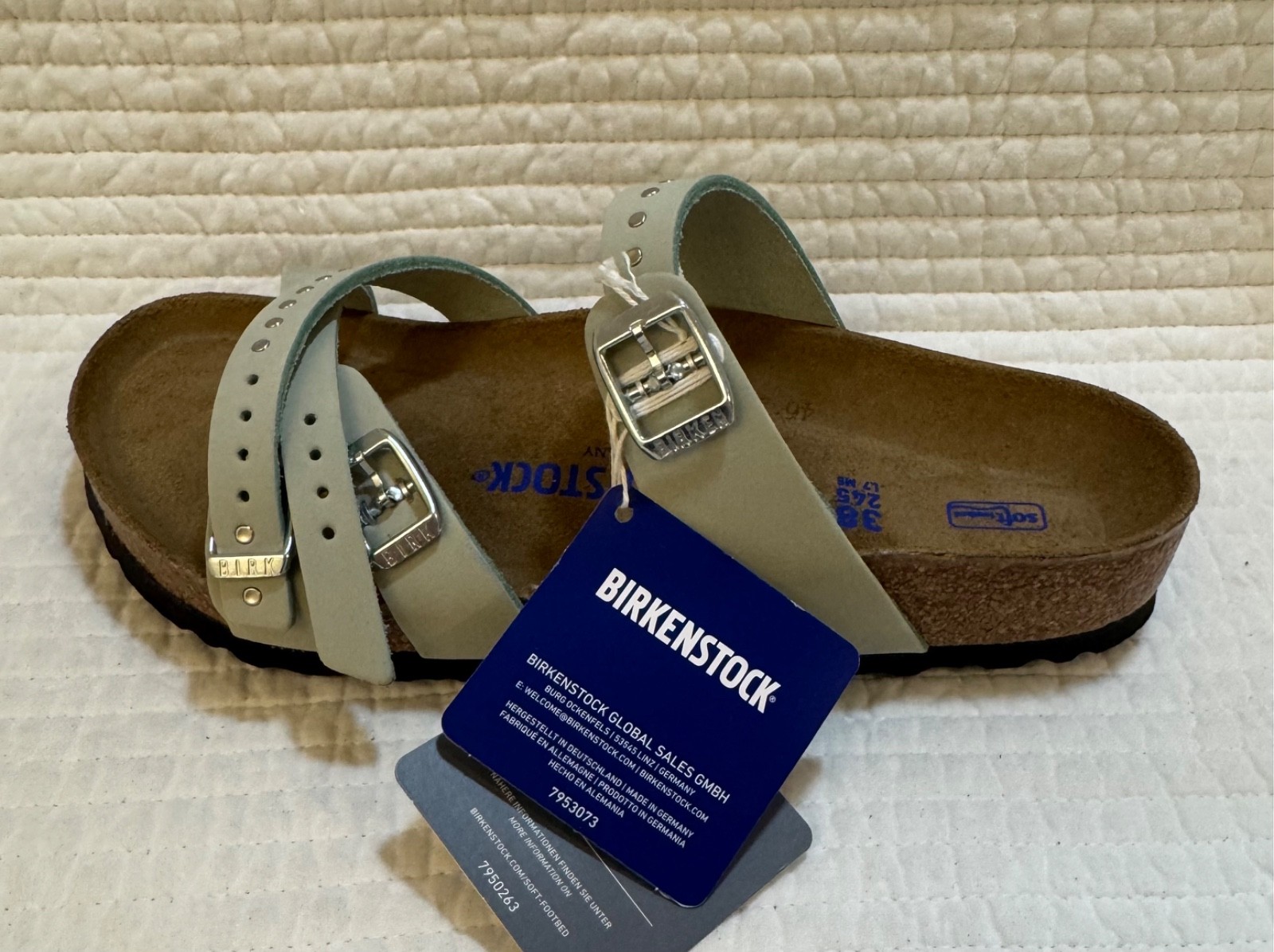 BIRKENSTOCK FRANCA INJECTED RIVETS SOFT FOOTBED NUBUCK LEATHER MATCHA GREEN 38 R