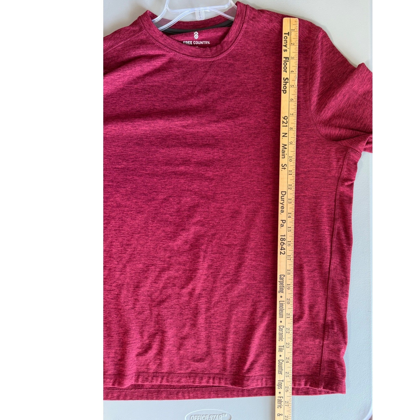 Free Country Mens Micro-Tech Long Sleeve Shirt Cabernet Space Dye Large