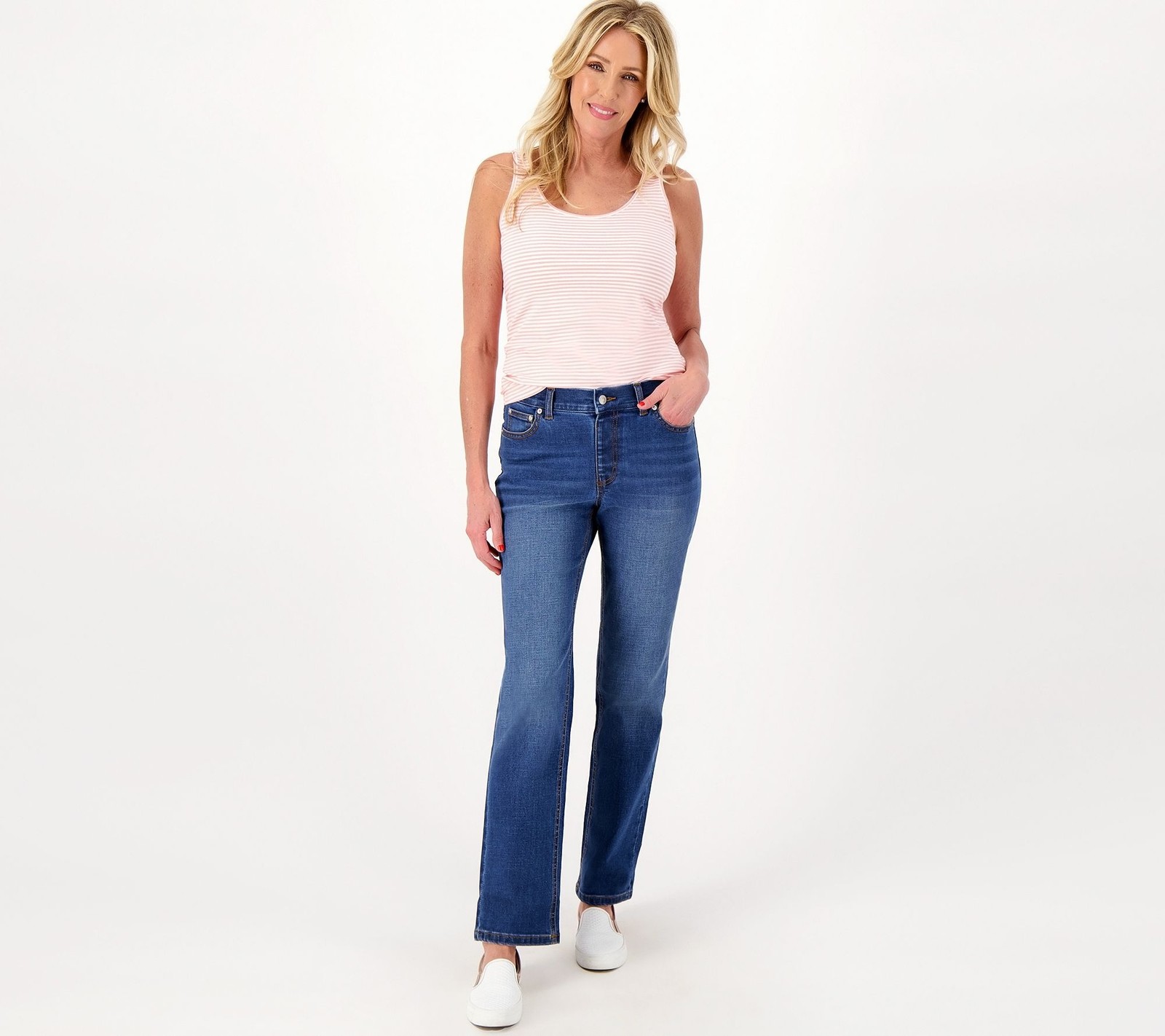 Denim & Co. Coolmax All Season Regular Straight Jeans Medium Wash 26 New