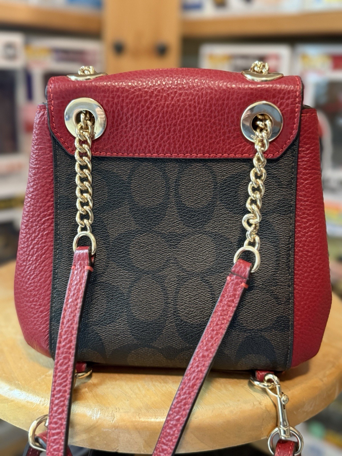Coach C5678 Convertible Mini Backpack Signature Canvas Pebbled Leather used rare