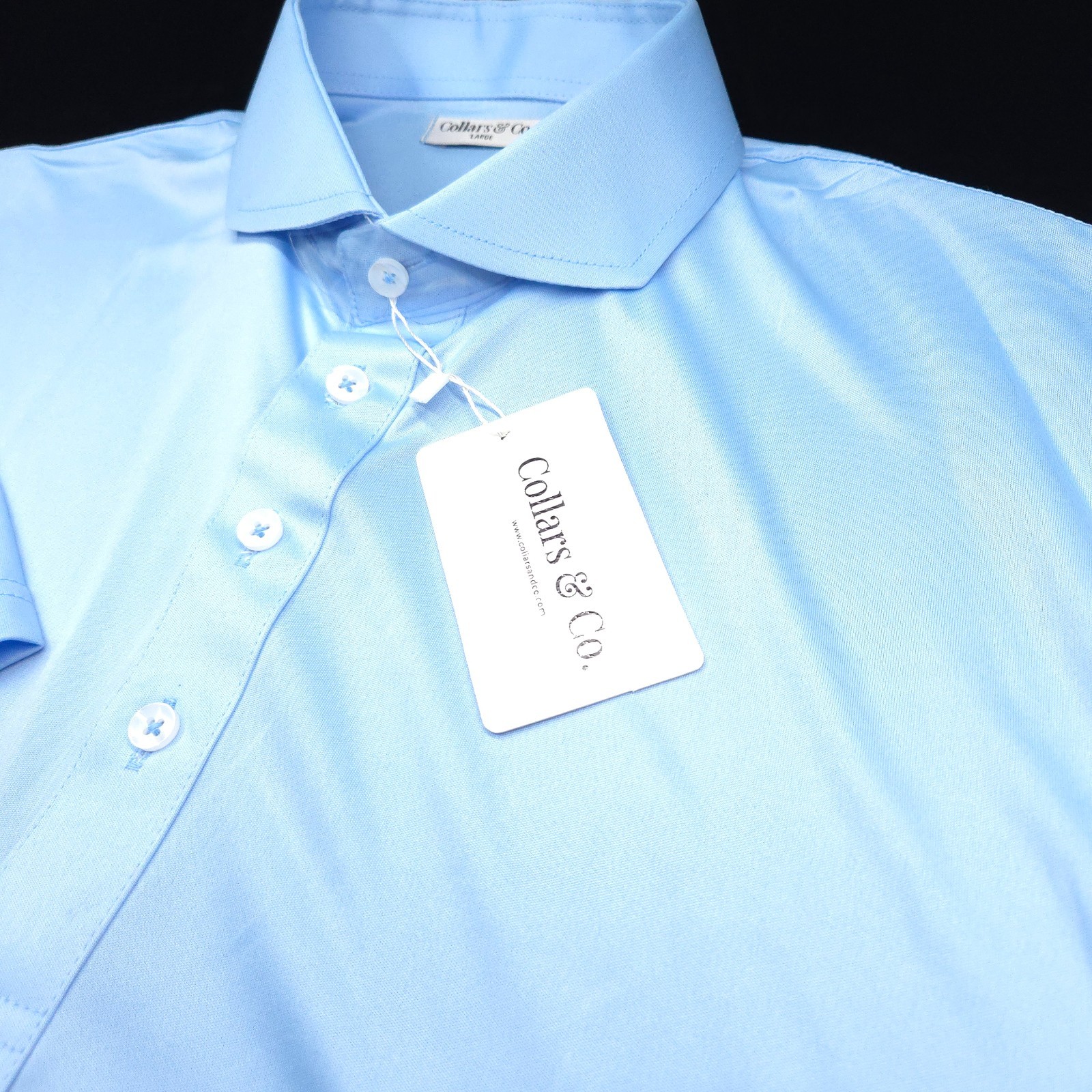 Collars & Co Performance Polo Shirt -L- BLUE LIGHTWEIGHT POLY Dress Collar -GOLF