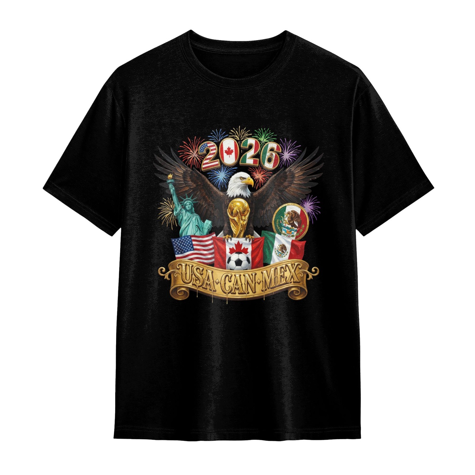 Exclusive 2026 Fifa World Cup USA CAN MEX Host T-Shirt Football Fanatics Unisex