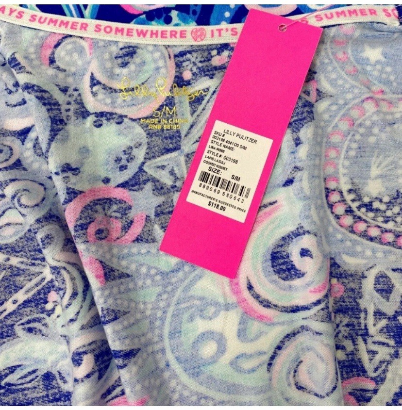 Lilly Pulitzer Lina Robe Sz S/M Lapis Lazulu Kosmic Kismet Jersey Knit