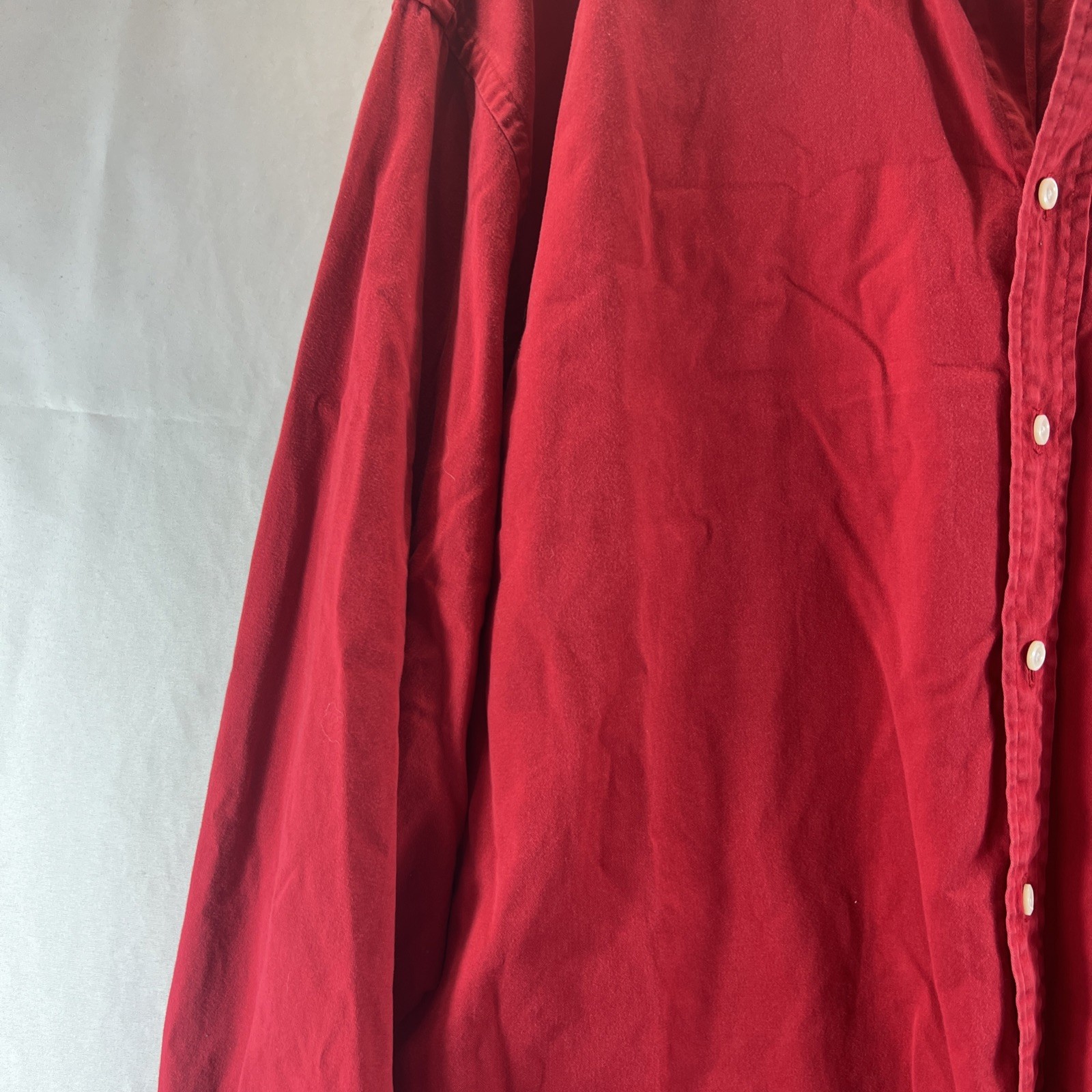 Norsport Red 100% Cotton Long Sleeve Button Down Collared Shirt Men’s Size L