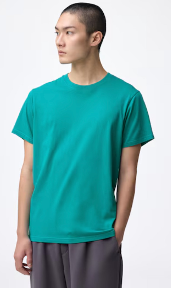 2 GU Cotton Crew Neck T-Shirt Men Unisex New US M / Japan M – Teal and Green