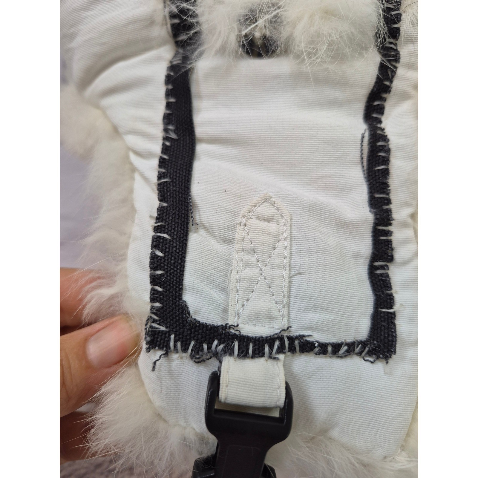 Mad Bomber White Trapper Hat Genuine Rabbit Fur Trim Aviator Winter Cap Womens