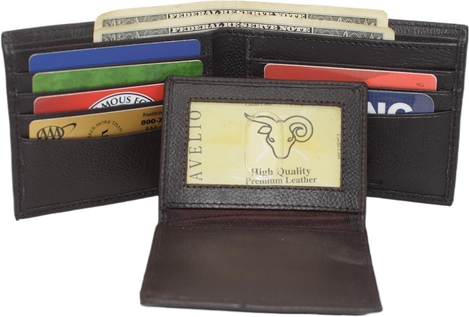 Cavelio RFID Real Leather Wallets for Men – Bifold Removable ID Holder Men’s…