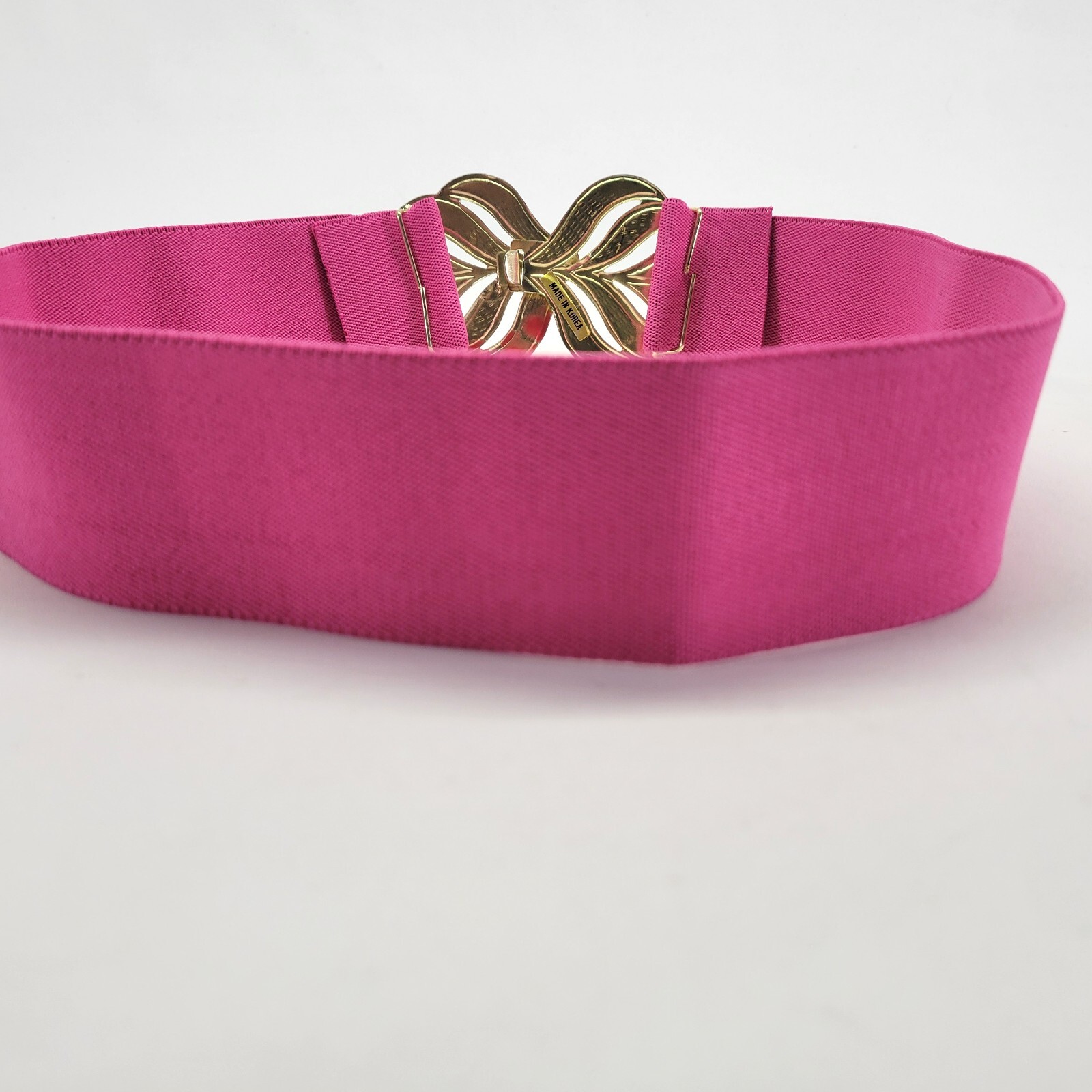 Stretch Belt 30 32 34 Leaf Buckle Waist Wide Pink Vtg 1980s