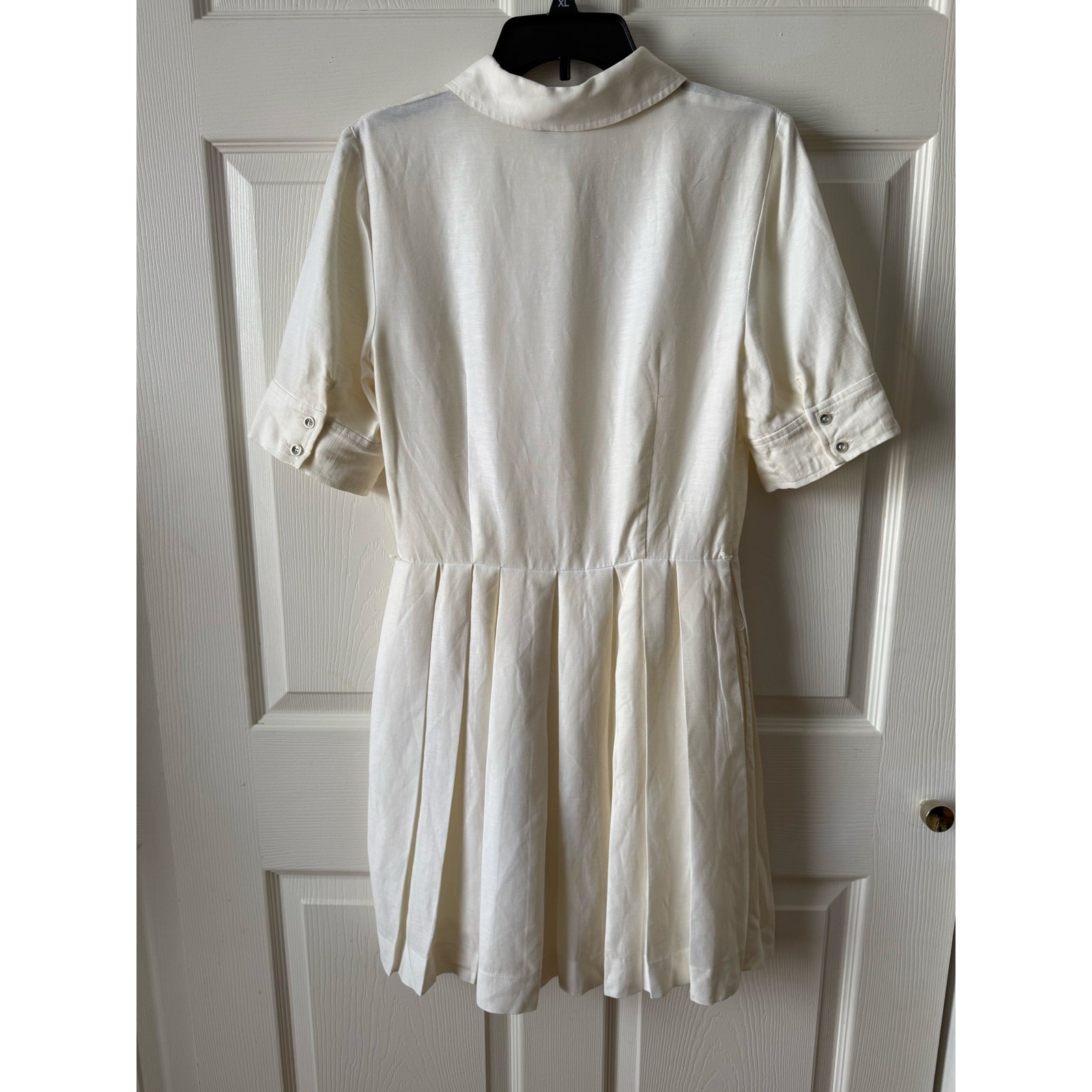 Milly Cream Linen Blend Pleated Shirt Dress Size 4 LWD Bridal Coastal Graduation