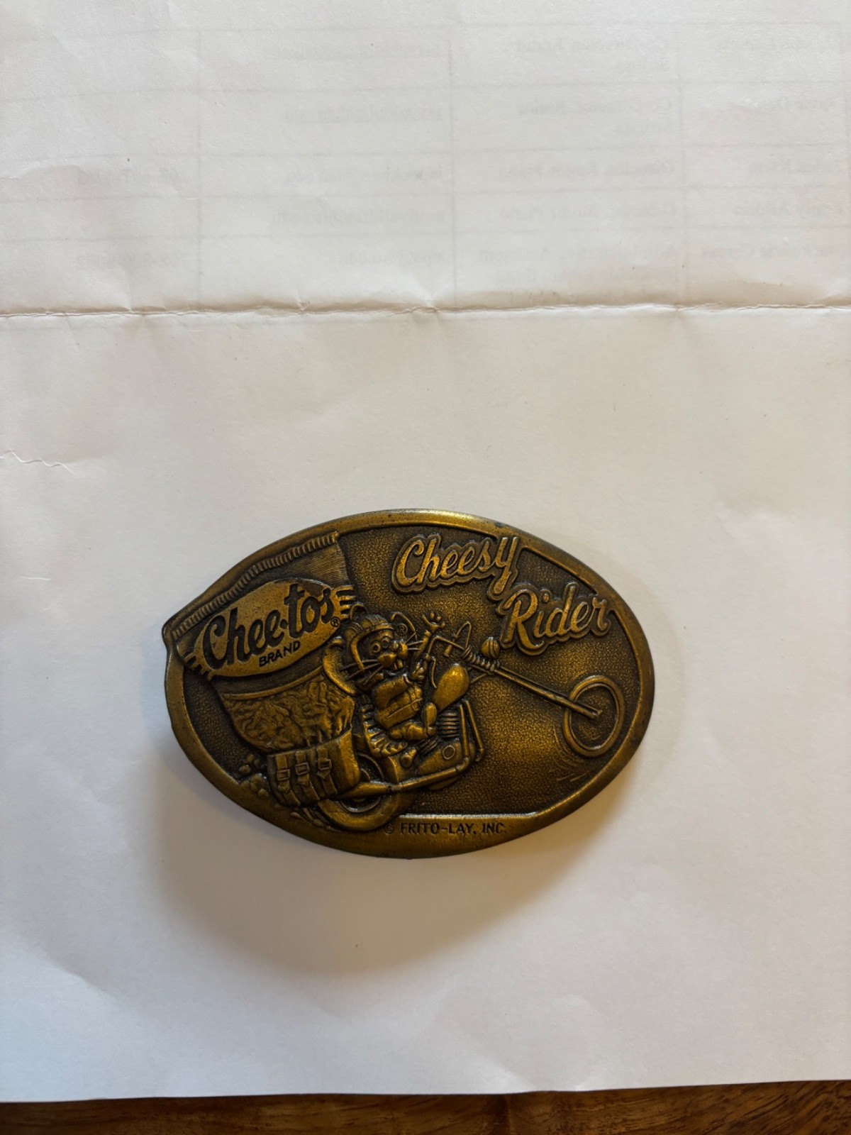 CHEESY RIDER CHEETOS EASY RIDER PARODY BIKER BELT BUCKLE! VINTAGE! RARE! 1970s!