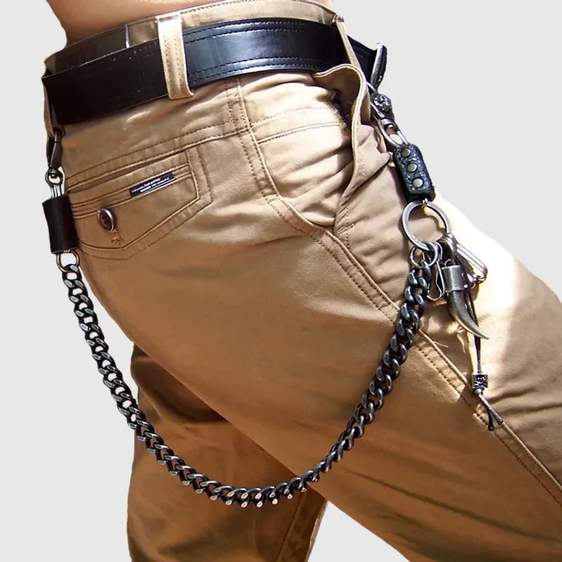 Hip hop punk horns skull metal casual wild pants chain wallet chain key chain.