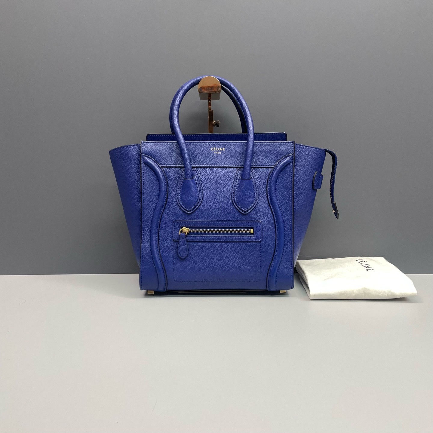 Celine Luggage Micro Blue Full Grain Calfskin Top Handle Tote US Ship