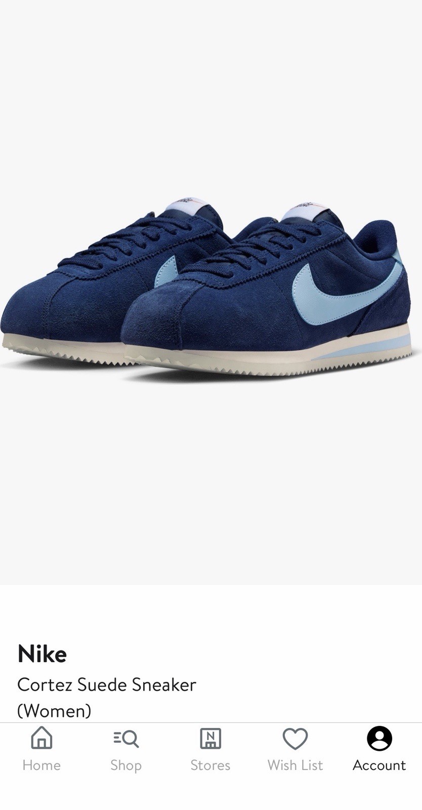 Nike Cortez Suede Low Top Sneakers Blue/Light Blue Lace-Up CI1815-400 NWD