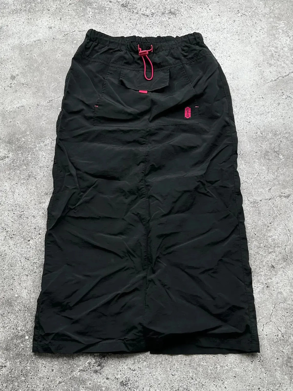 Vintage Black Cargo Midi Skirt Utility Techwear Parachute Y2K Women’s Size XS