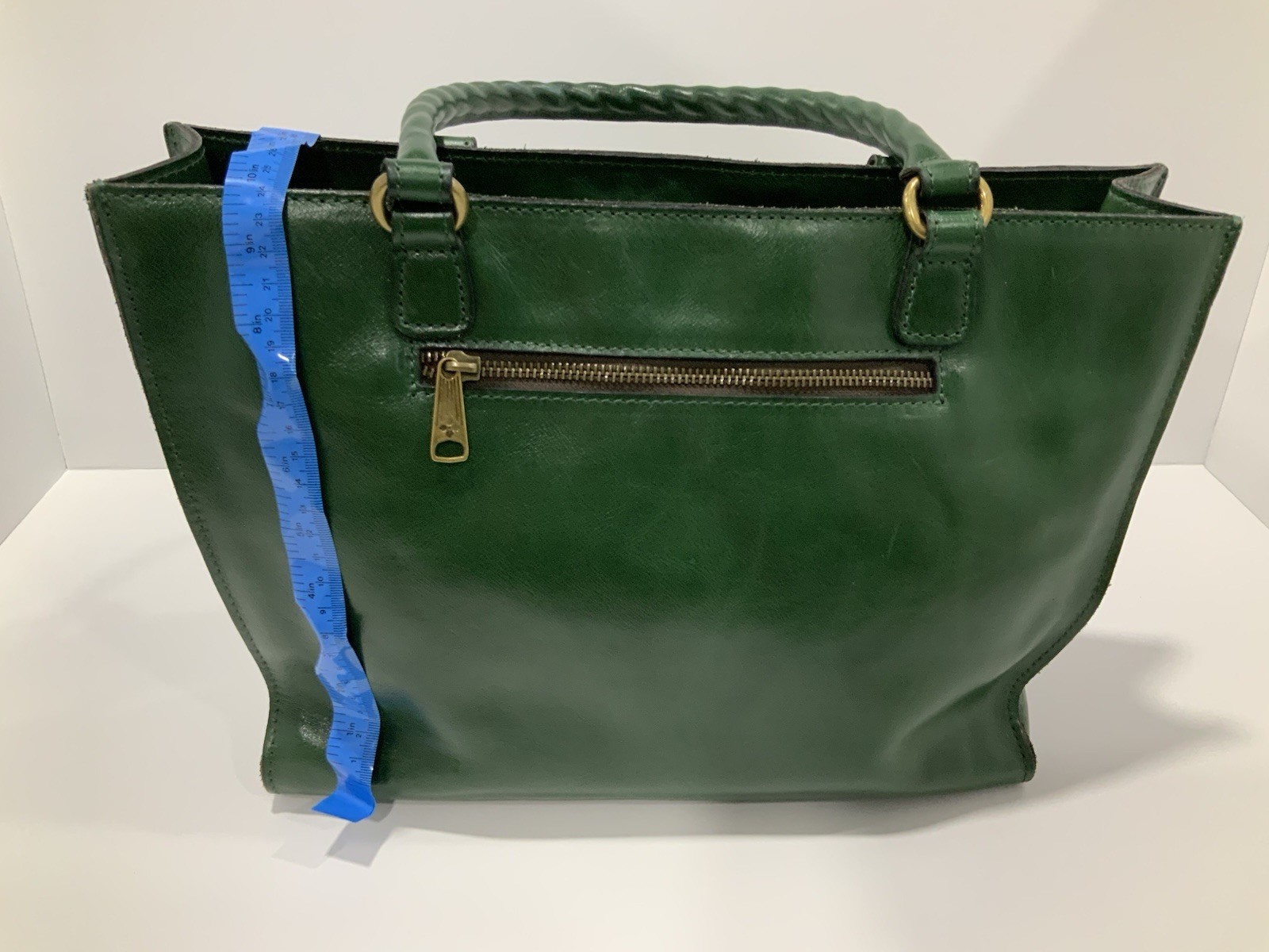 Patricia Nash Green Leather Studded Tote Shoulder Bag