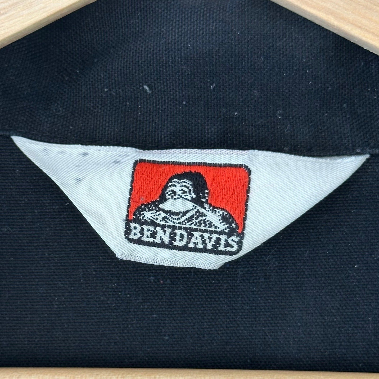 Vintage Ben Davis 1/2 Zip Work Shirt Mens XL Black Long Sleeve Canvas Pullover