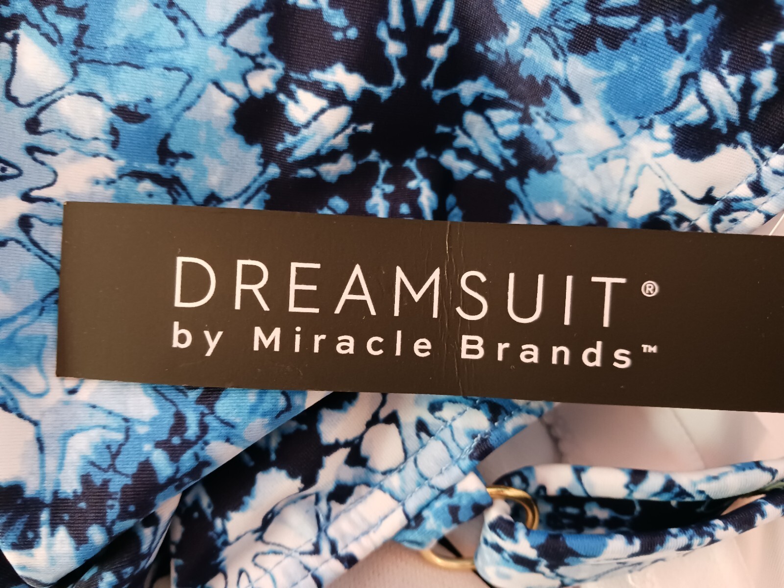 Dreamsuit Miracle Brands One Piece Swimsuit Floral V Neck Navy Blue Size 18W