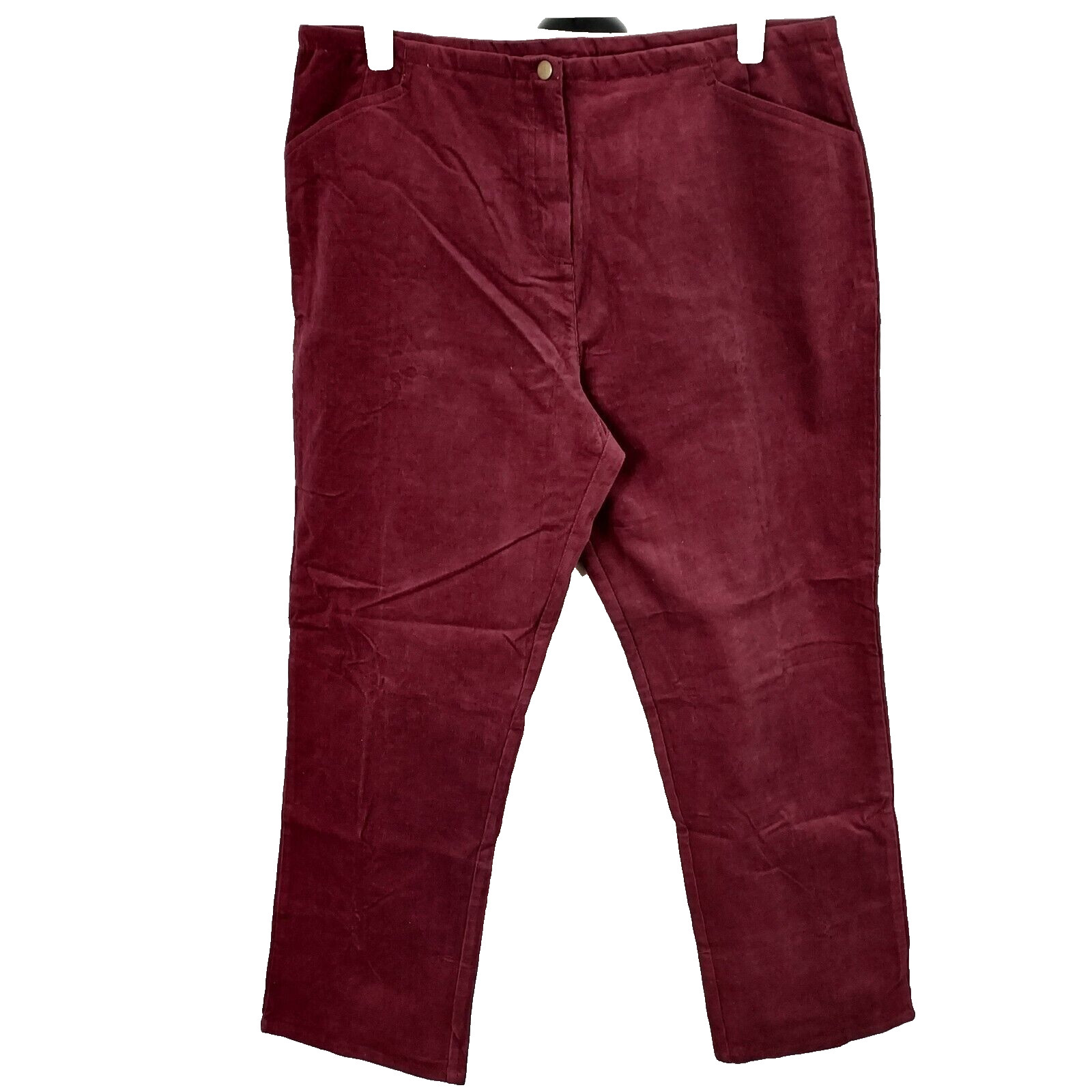 Blair Pants Burgundy Corduroy Stretch Women Size 20 Zipper Front Pockets 38×30