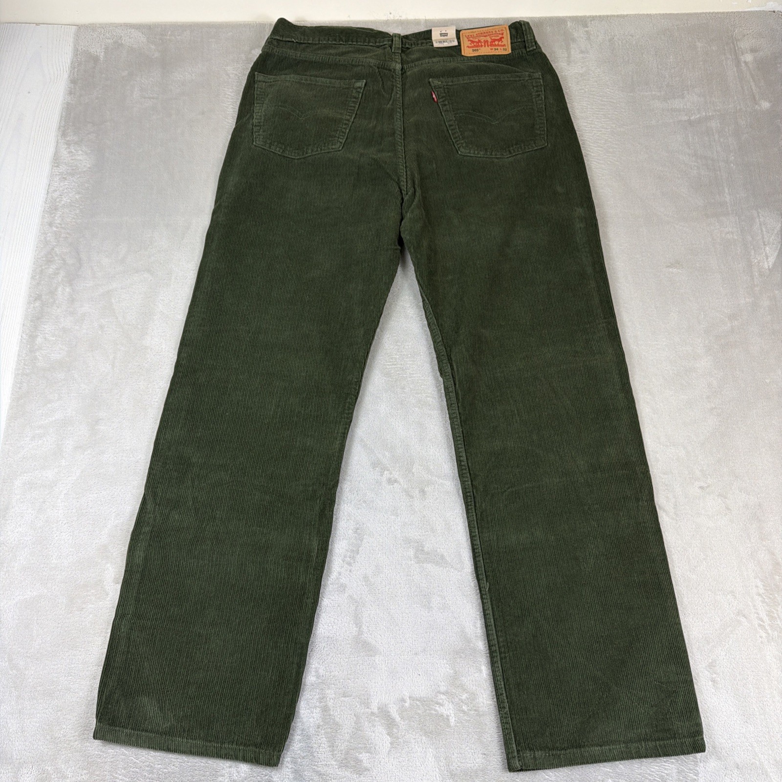 Levi’s 565 Loose Straight Corduroy Jeans Men’s Size 34×32 Olive Green Y2k Cotton