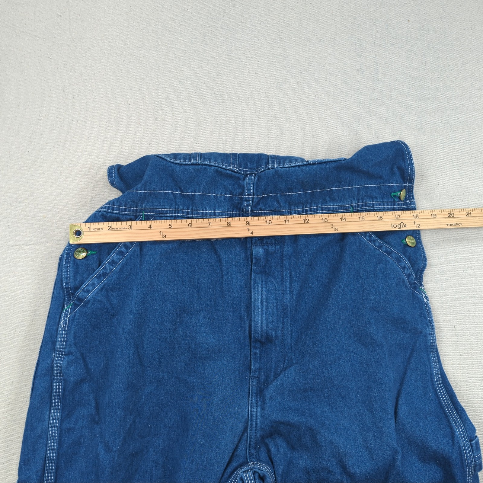 Liberty Overalls Mens 34×30 Blue Denim Utility Hammer Loop Carpenter Workwear