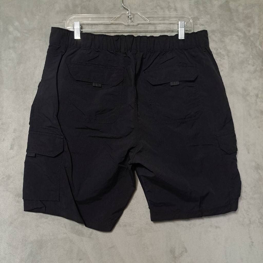 Lands End Medium 32-34 Cargo Shorts Black Adjustable Waist Utility