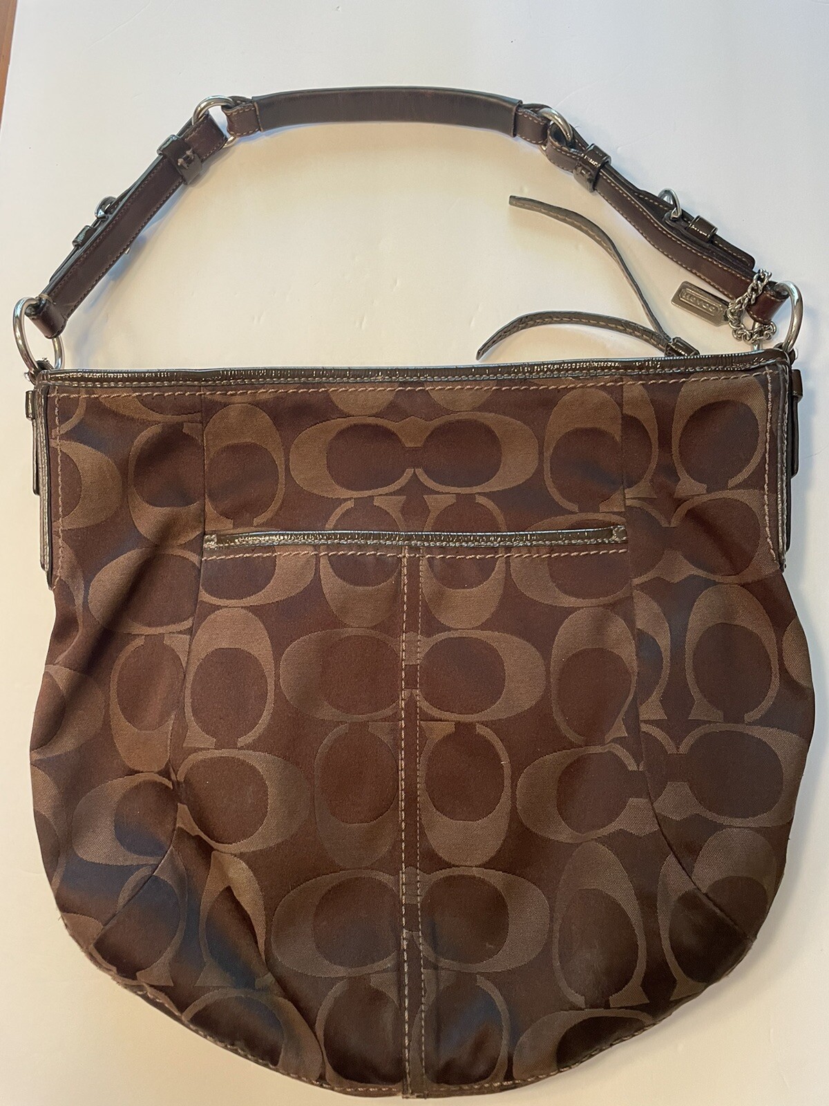 Coach Signature CC Monogram Hobo Bag Brown Y2K Shoulder Handbag Purse EUC VTG