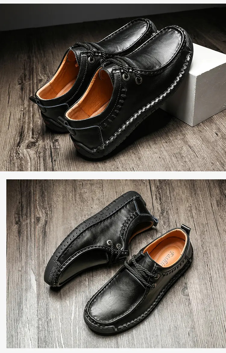 Men’s Vintage Round Toe Lace Up Loafers Formal Driving Causal Flat Heels Shoes
