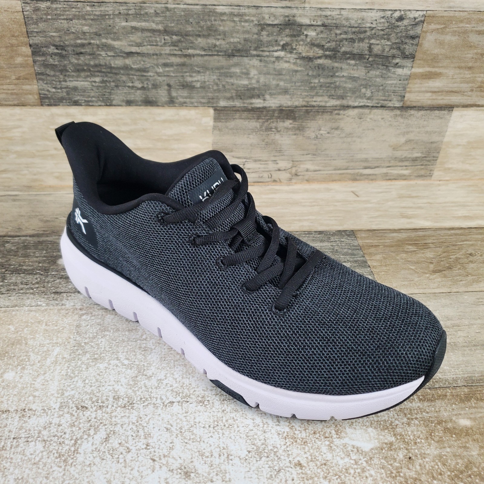 Kuru Flex Via Mens Shoes Sz 7.5 M Running Jet Black Bright White Lace-Up Sneaker