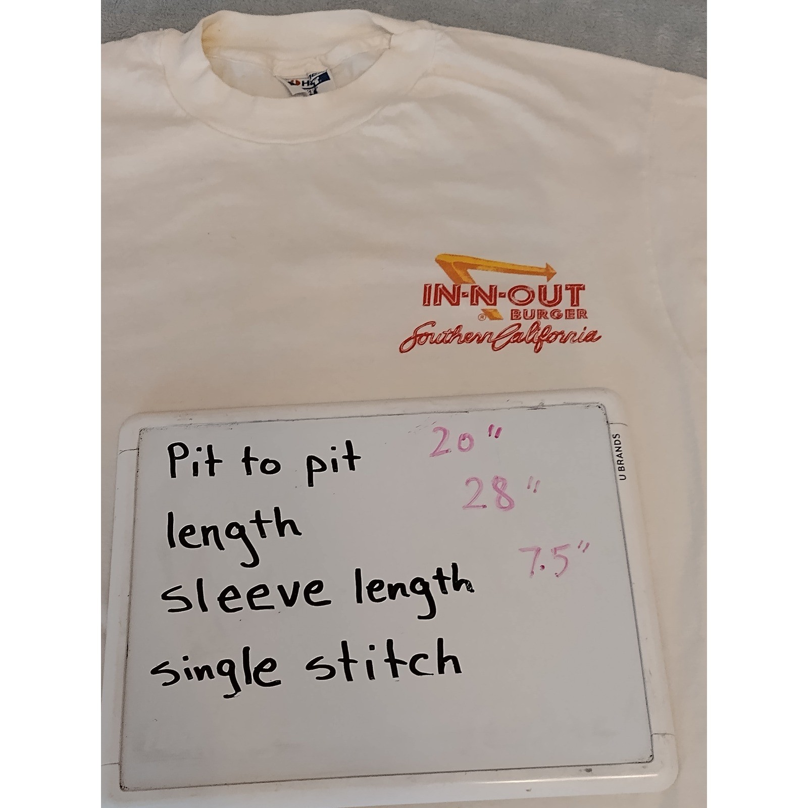 1991 In-N-Out Burger Classic Car T-Shirt Mens Large White Single Stitch