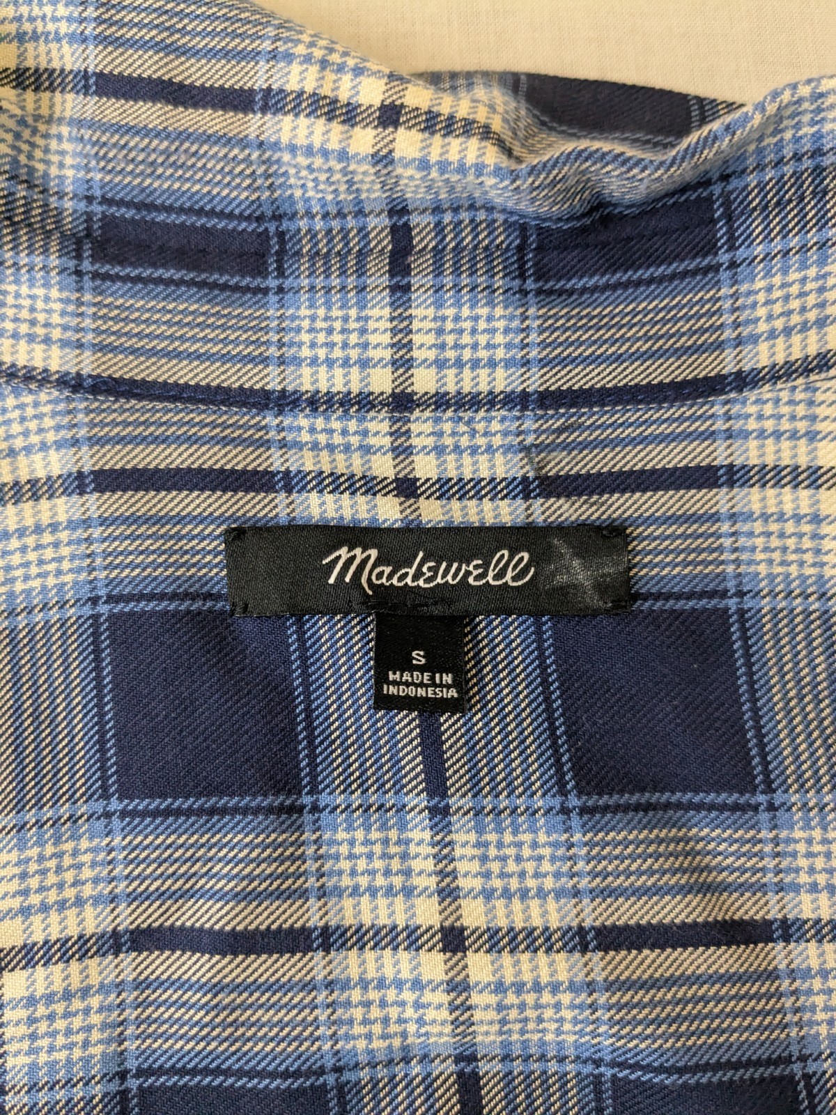 Madewell Button Up Plaid Shirt Size S Blue Long Sleeve Viscose Lightweight