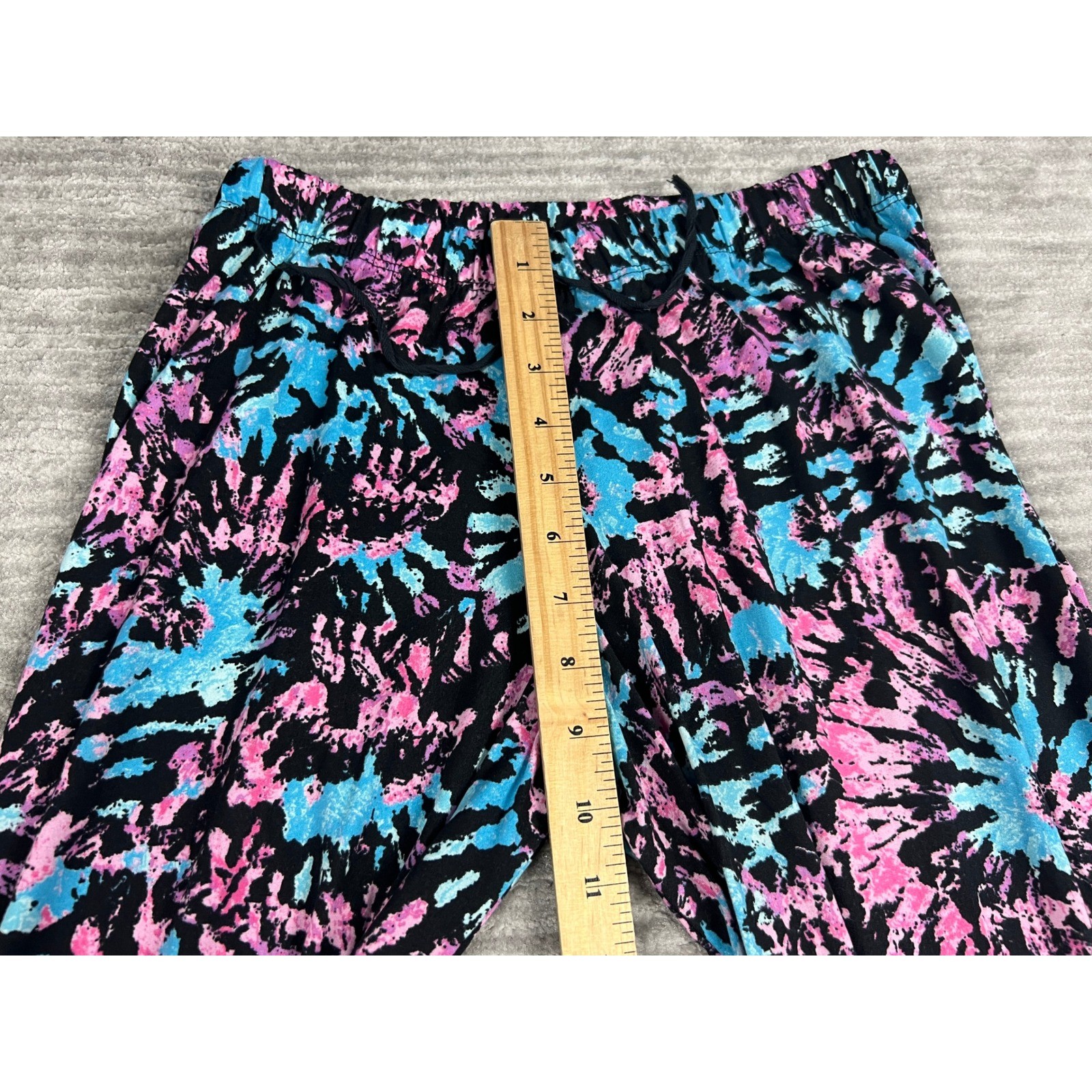 Bobbie Brooks Pajama Pants Womens Small Pink Blue Tie Dye Wide Leg Sleepwear USA