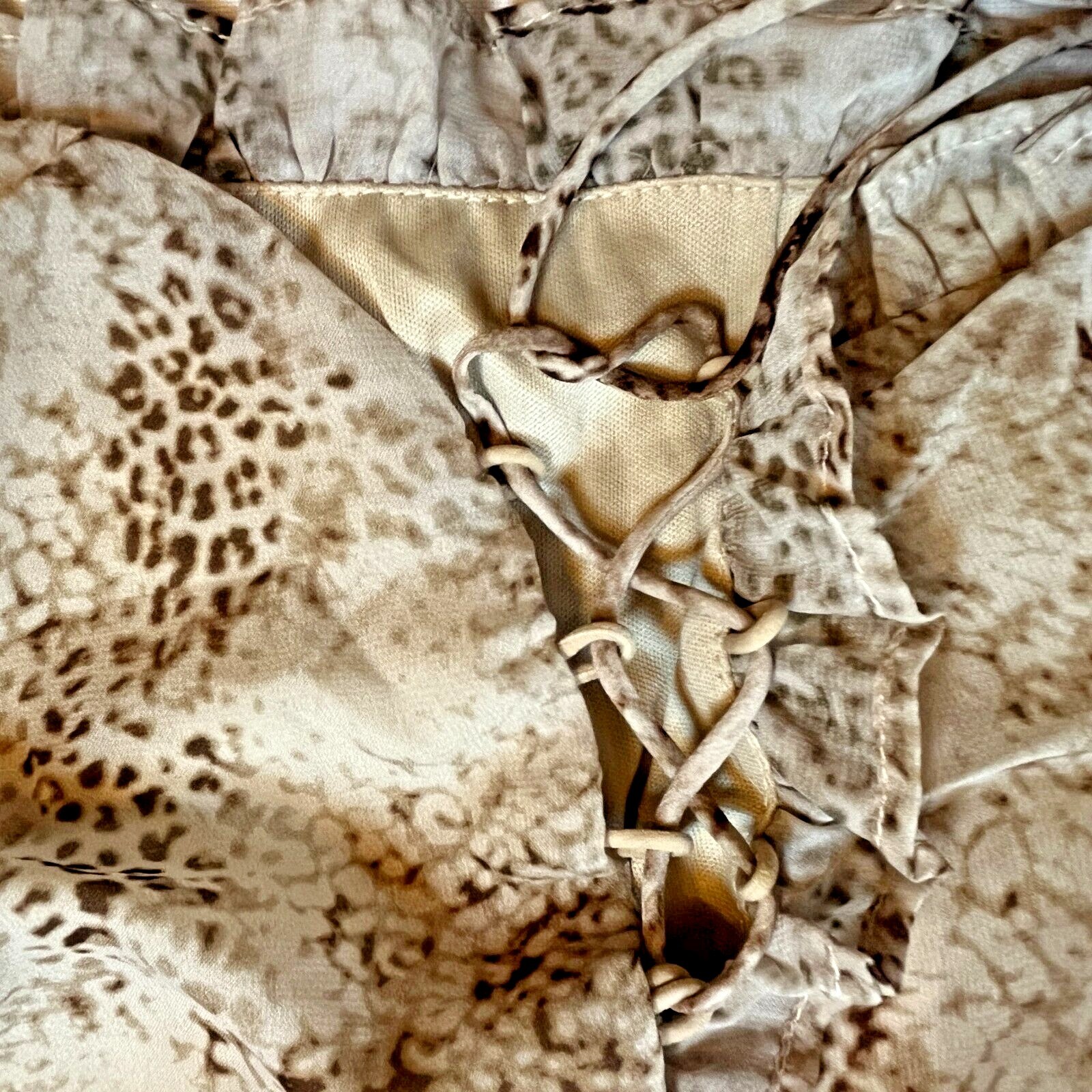 Lioness Under the Same Sun Womens M Animal Print Mini Scrunch Ruffle Dress NWT