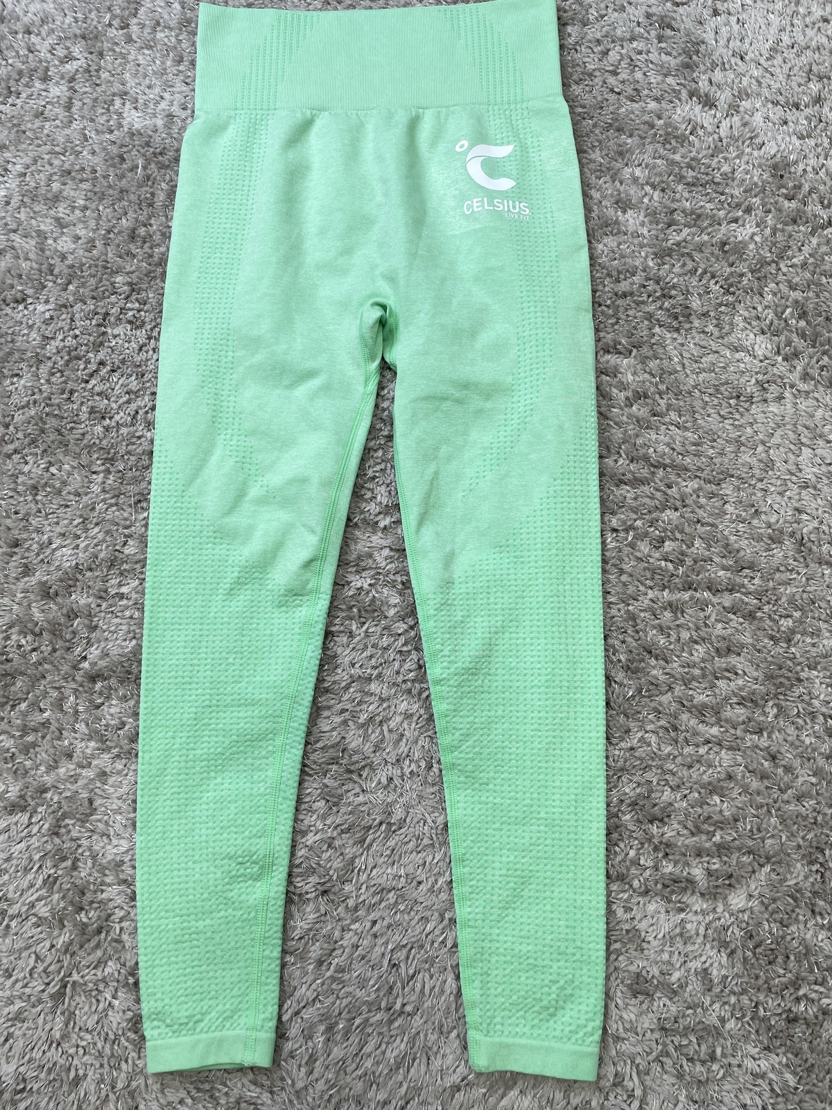 Celsius Live Fit Leggings Womens Medium Green High Waist Seamless Workout Yoga