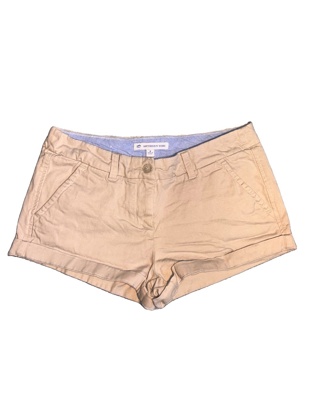 Southern Tide Chino Shorts Womens Size 6 Khaki Tan Cotton Preppy Coastal Casual