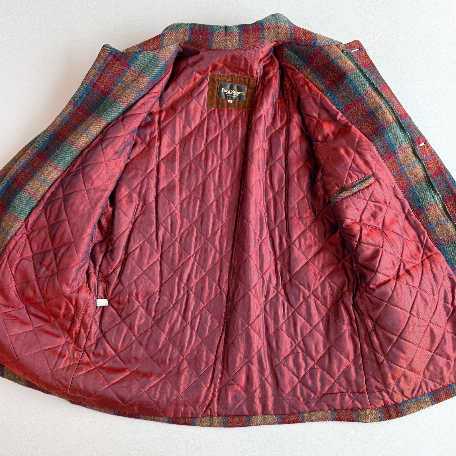 Paul Stuart (52IT / L) Plaid Wool Quilt Lined Hunting Chore Coat
