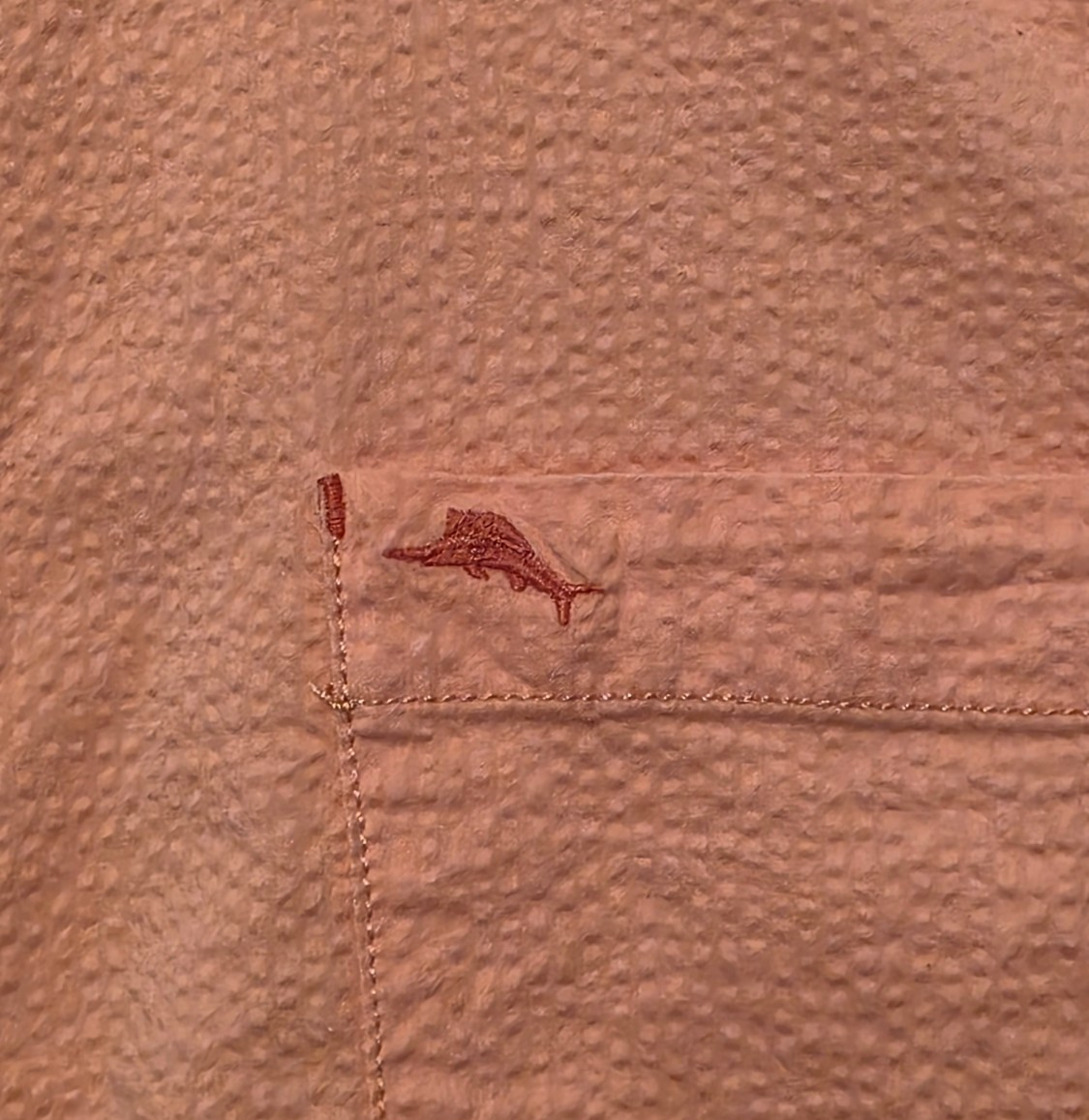 Tommy Bahama Nova Wave Shirt Mens XL Coral Seersucker Stretch Short Sleeve