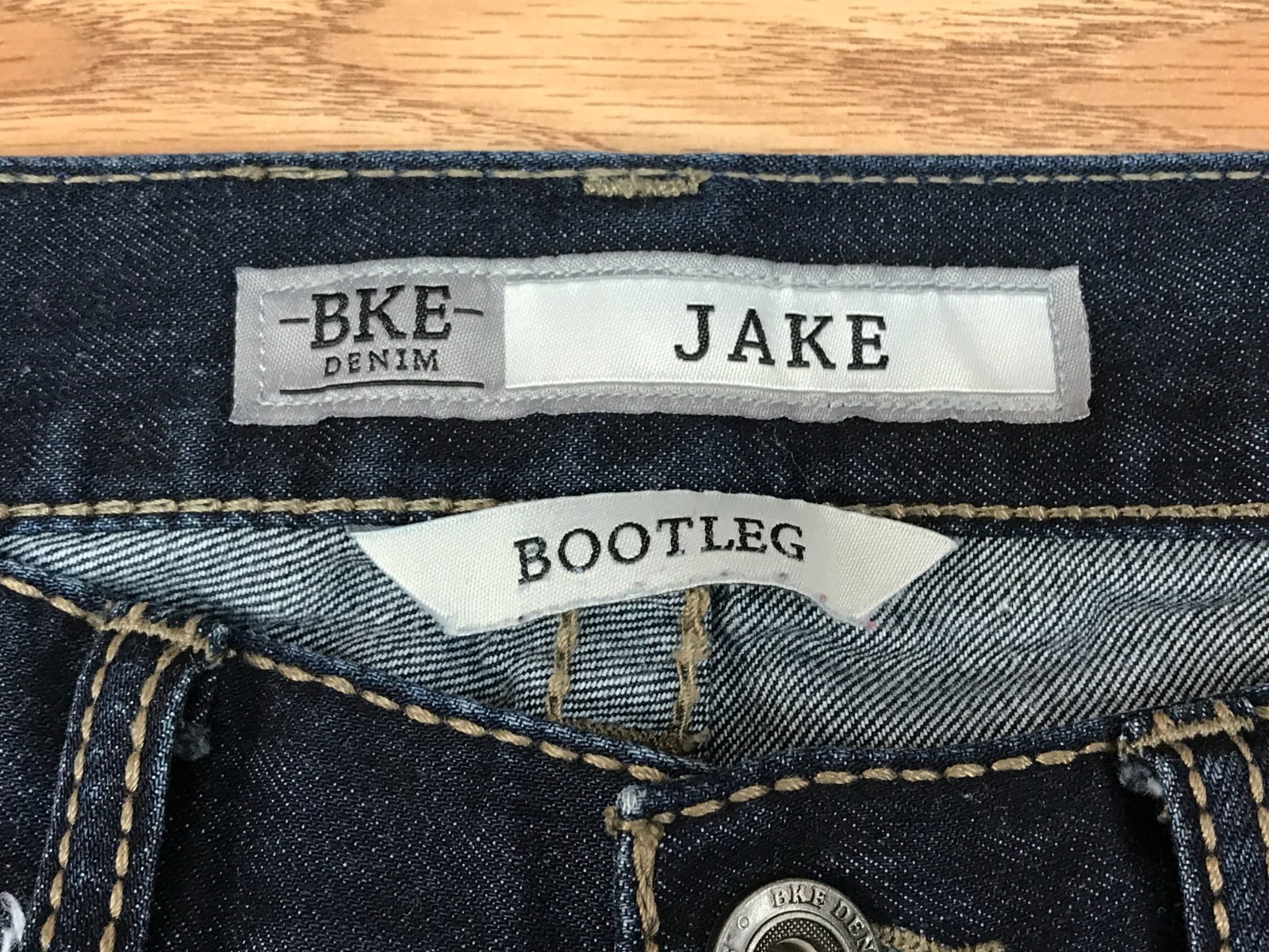BKE Jake Boot Leg Jeans Blue Denim Straight Leg Dark Wash Stretch Mens 32s 32×29