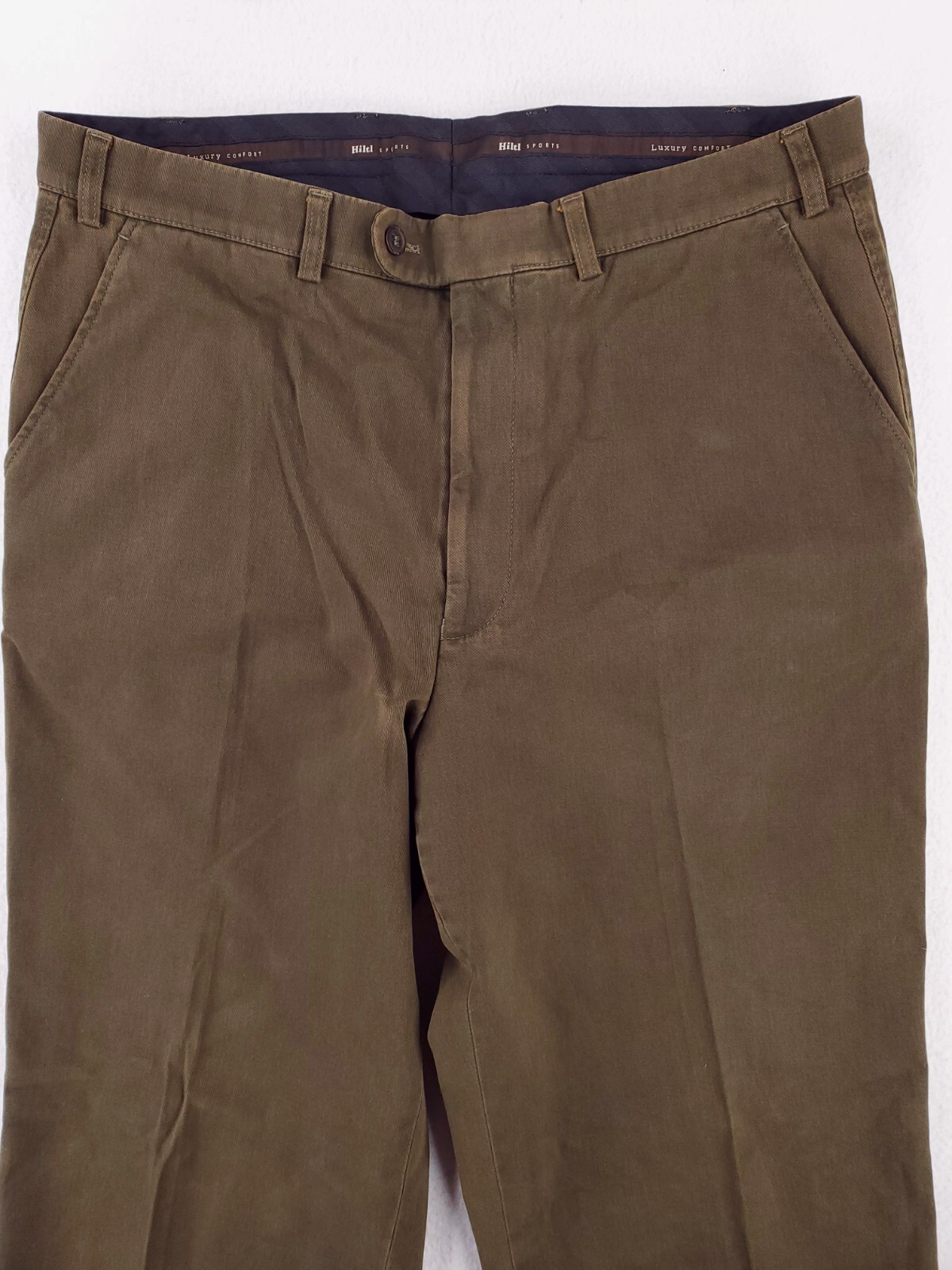 Hiltl Pants Mens 36×32 Green ZE500 Classic Straight Flat Front Khakis Chino