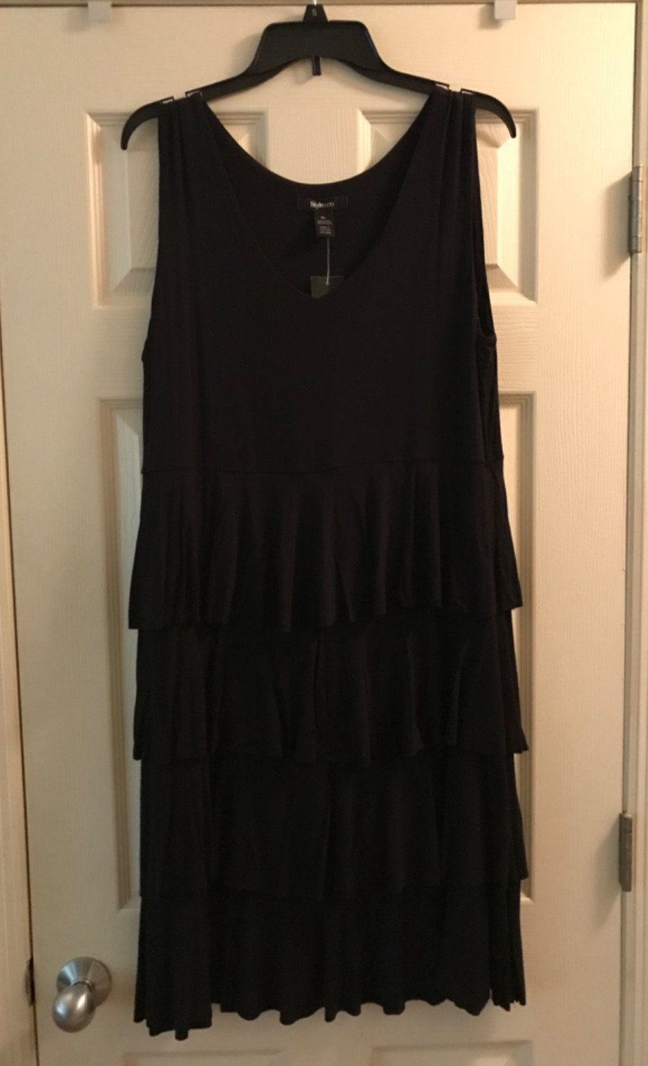 NEW Style & Co Women’s Black Knit Sleeveless Tiered Dress NWT Size-XL MSRP$49.00