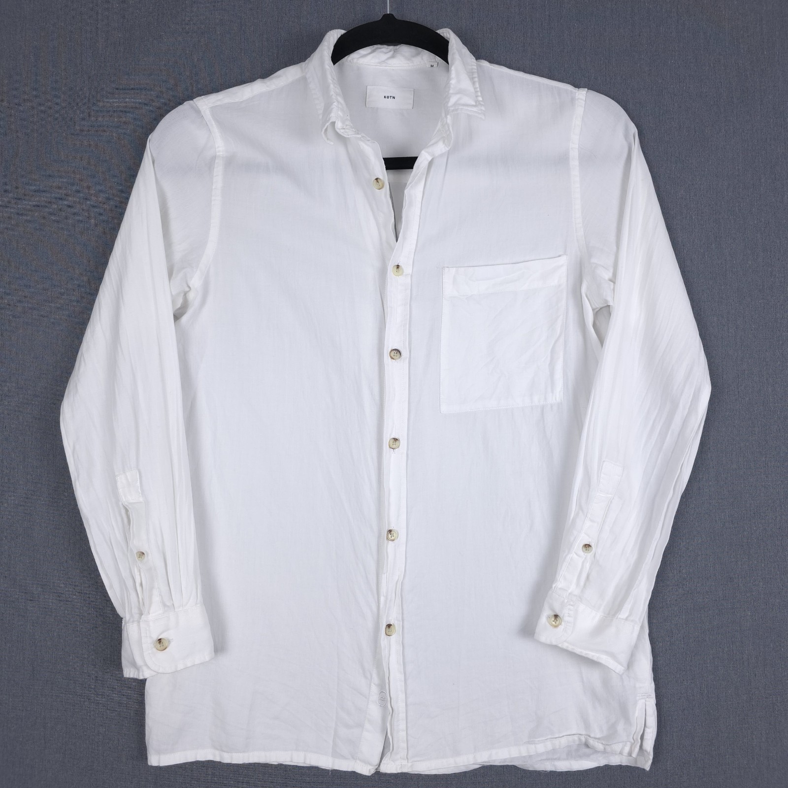 KOTN Shirt Mens Medium White Egyptian Cotton Lightweight Long Sleeve Button