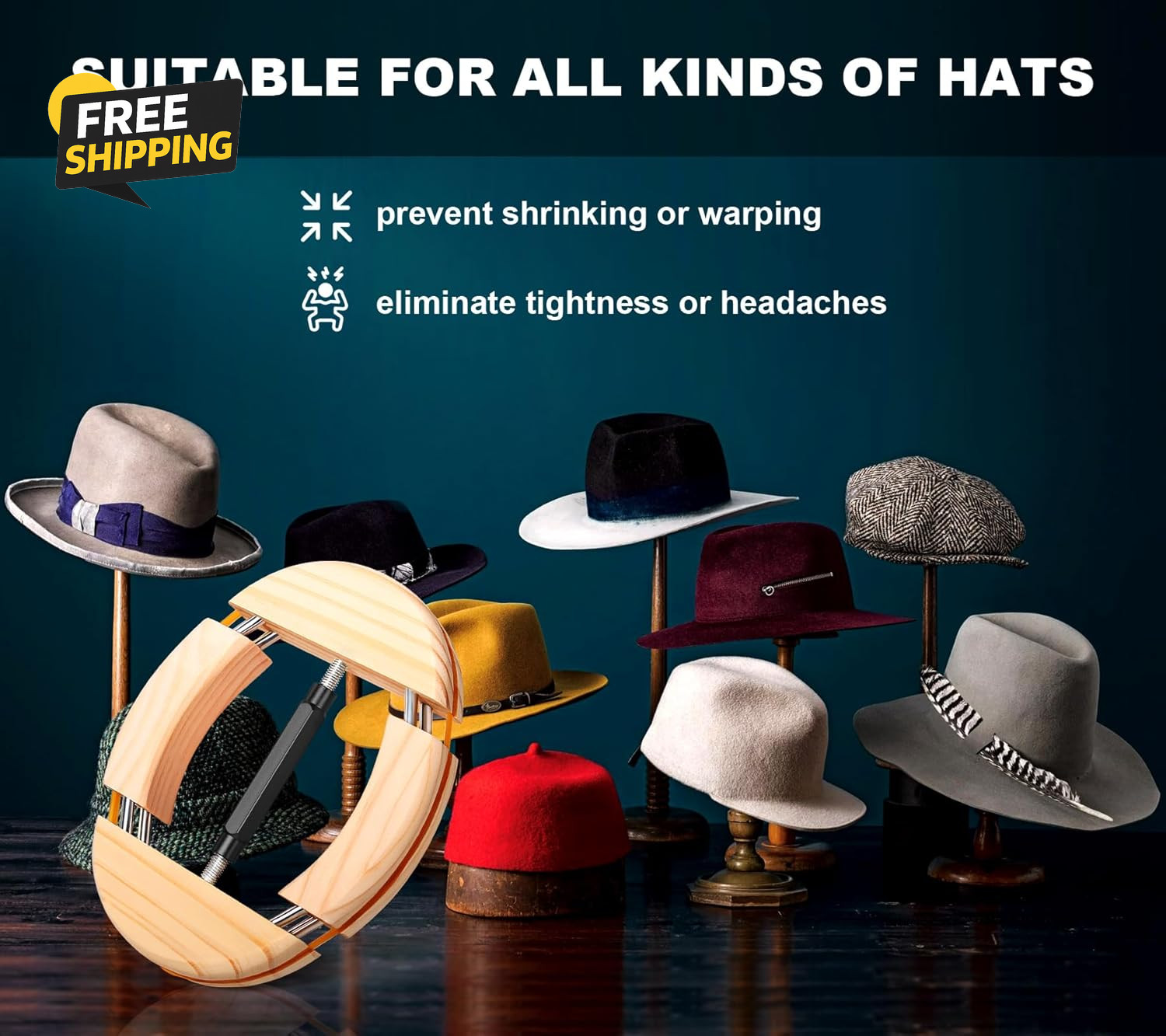 Hat Stretcher 4 Way, Hat Stretcher for Fitted Hats Size 6 7/8 to 8 1/2