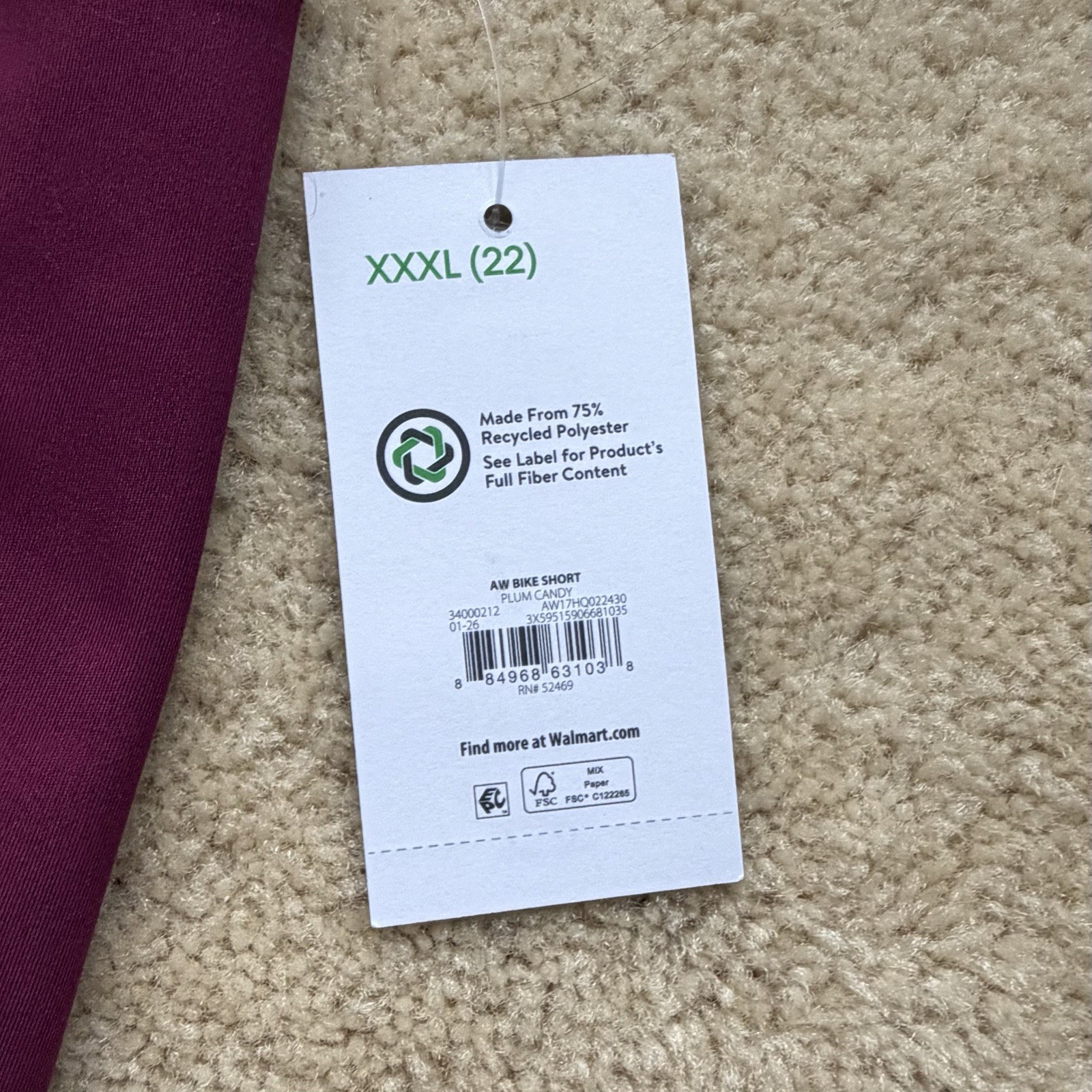 NWT Athletic Works Women’s Cranberry Red Yoga Bike Exercise Shorts – 3XL (22)